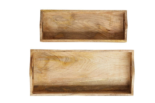 Rectangle Mango Wood Tray, Set of 2