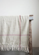 Load image into Gallery viewer, 90&quot;L x 70&quot;W Cotton Woven Tablecloth w/ Fringe, Green w/ Stripes