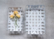 Load image into Gallery viewer, 20-1/4&quot;L x 13&quot;W &amp; 17&quot;L x 10&quot;W Metal Tobacco Baskets, White w/ Grey Trim, Set of 2