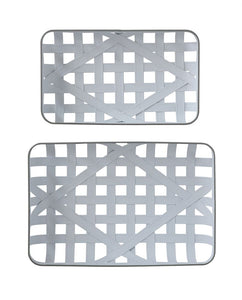 20-1/4"L x 13"W & 17"L x 10"W Metal Tobacco Baskets, White w/ Grey Trim, Set of 2