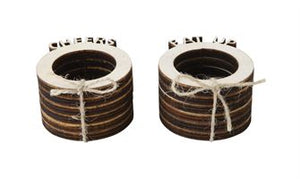 3" Round Wood Laser Cut Napkin Rings, 2 Styles, Set of 6